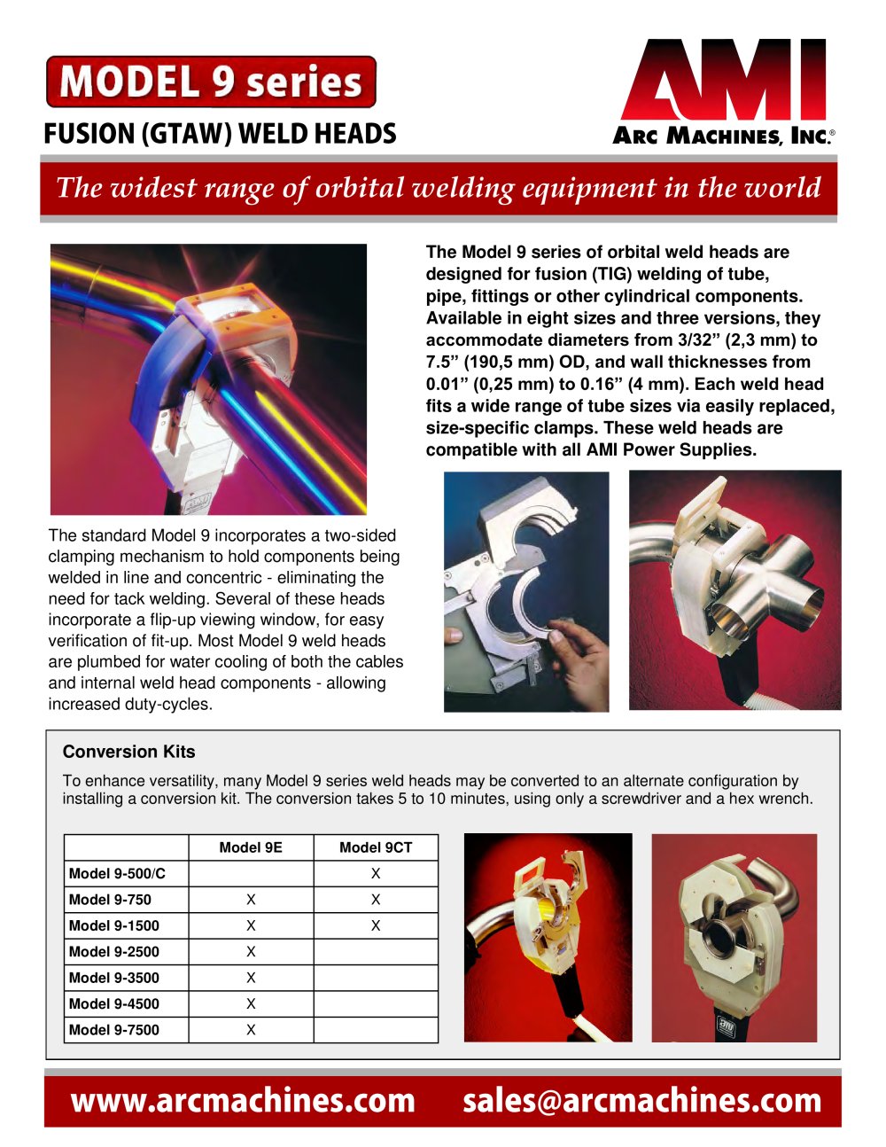 Model 9 Series Fusion Weld Heads - Arc Machines, Inc.
