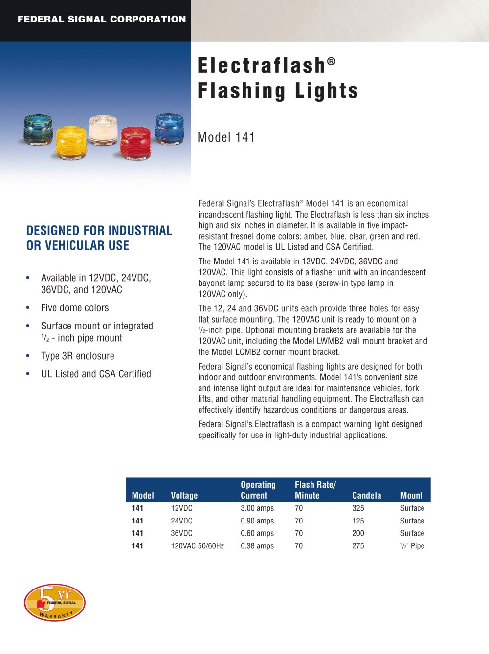 Electraflash&reg; Flashing Lights - FEDERAL SIGNAL