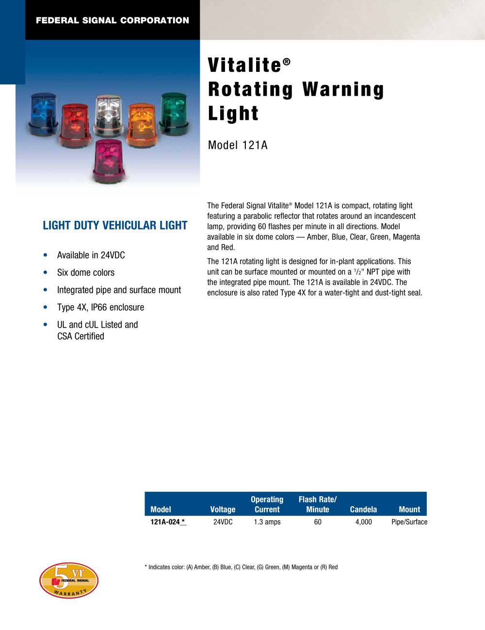 Vitalite&reg; Rotating Warning Light - FEDERAL SIGNAL