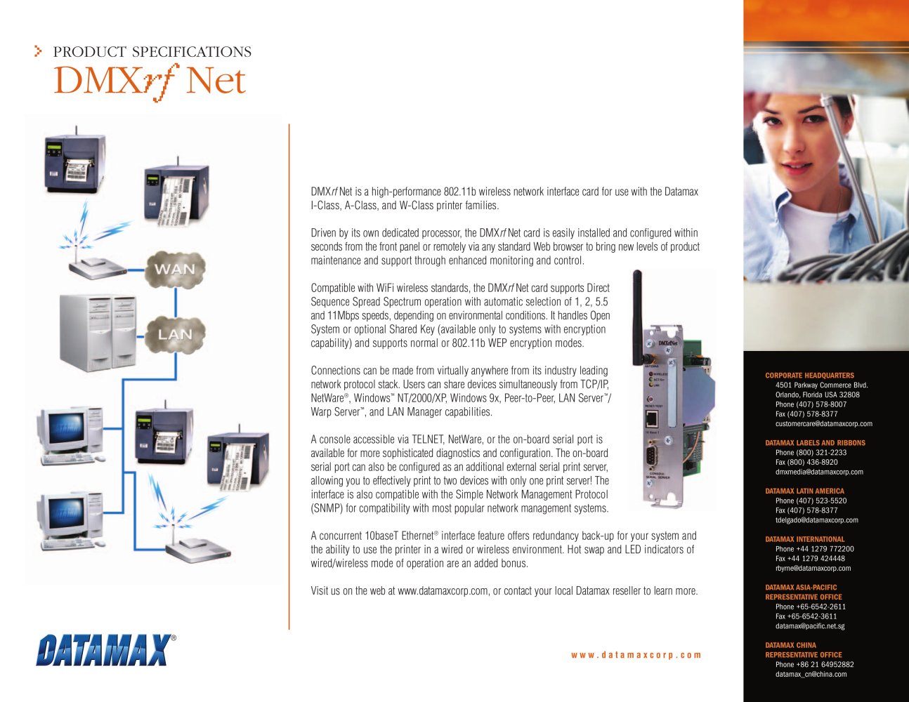 Bar Code Printer Wireless Network Interface Card - DATAMAX