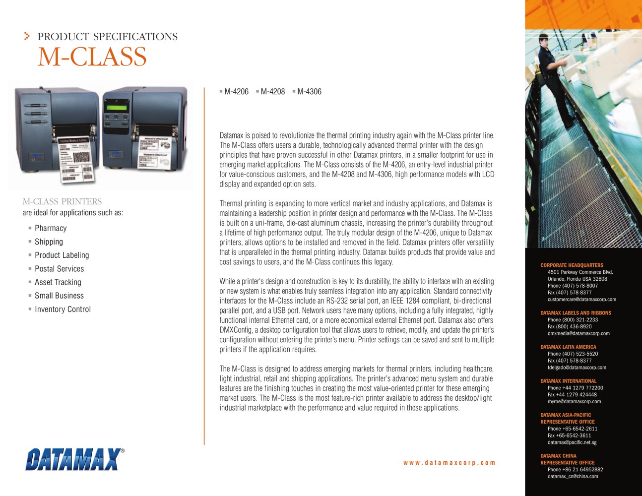 M-Class Mid-Range Bar Code Printers - DATAMAX