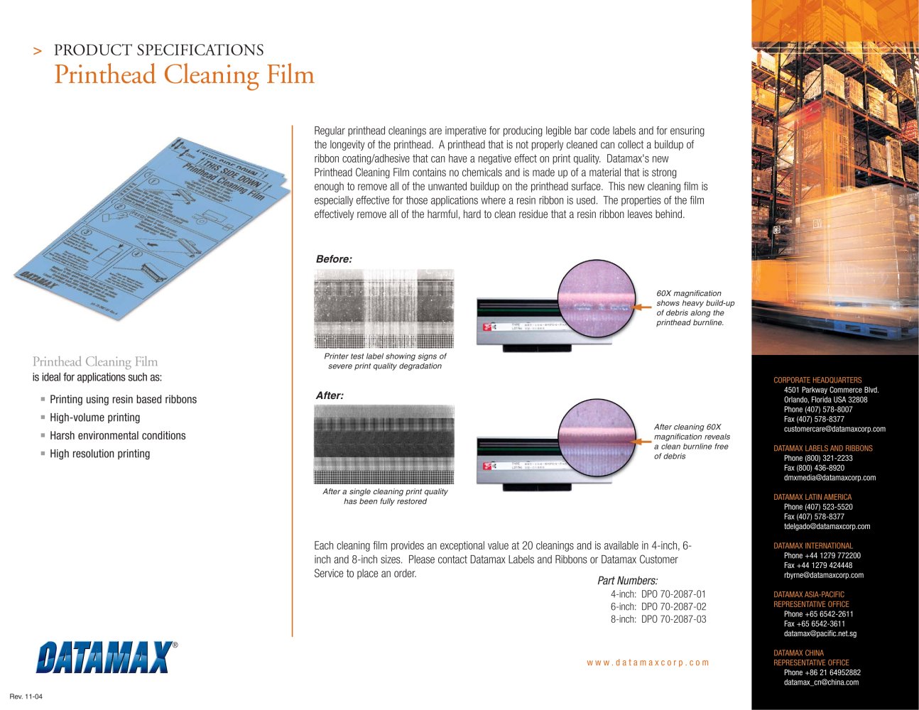 Thermal Printer Printhead Cleaning Film - DATAMAX