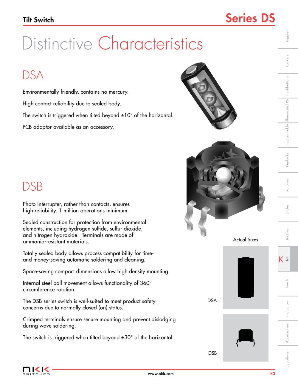 Tilt Sensors - NKK Switches
