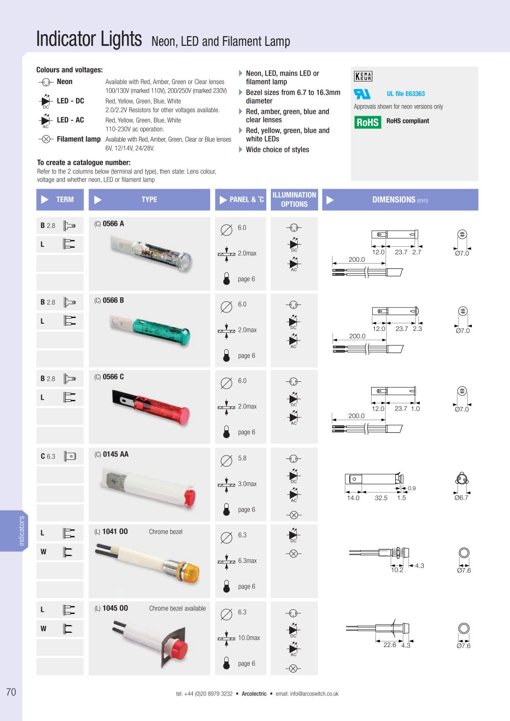 Indicator Lights - Arcolectric