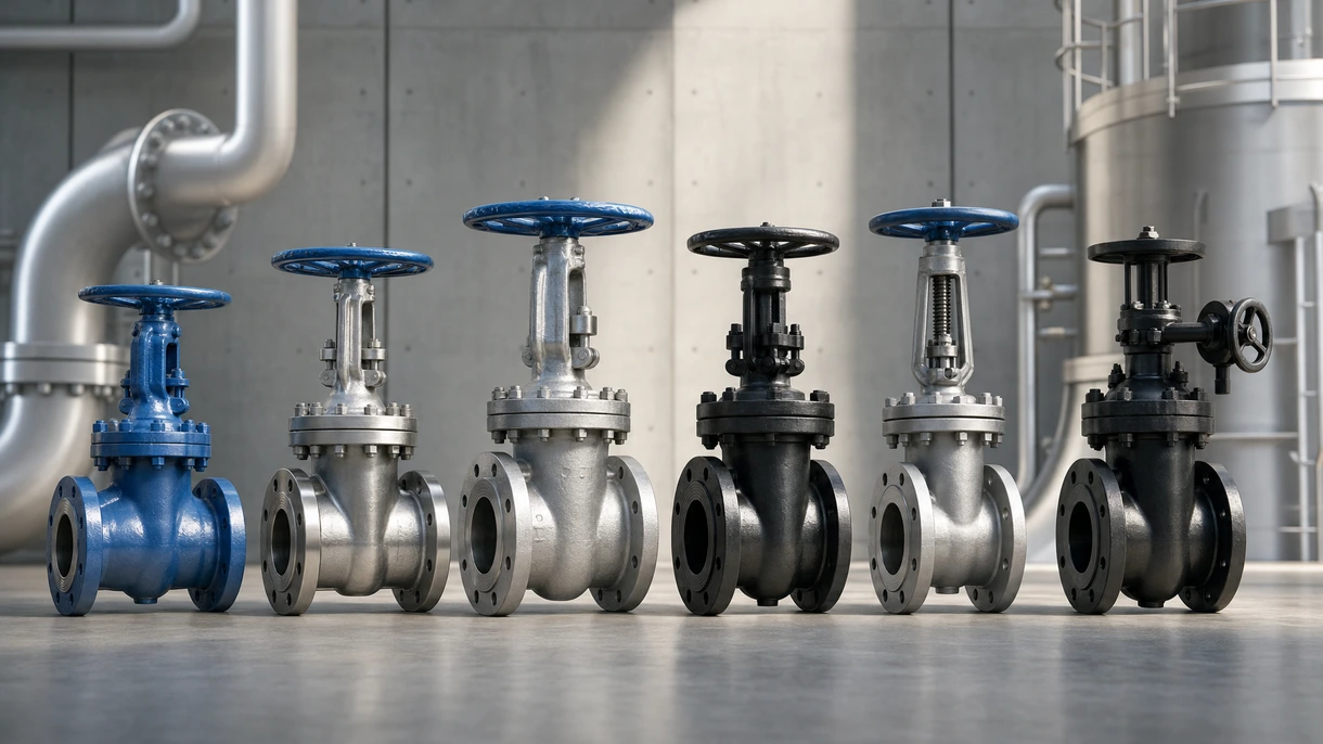 Heavy-duty stainless steel gate valve installed in an industrial wastewater treatment facility high-pressure pipeline system.