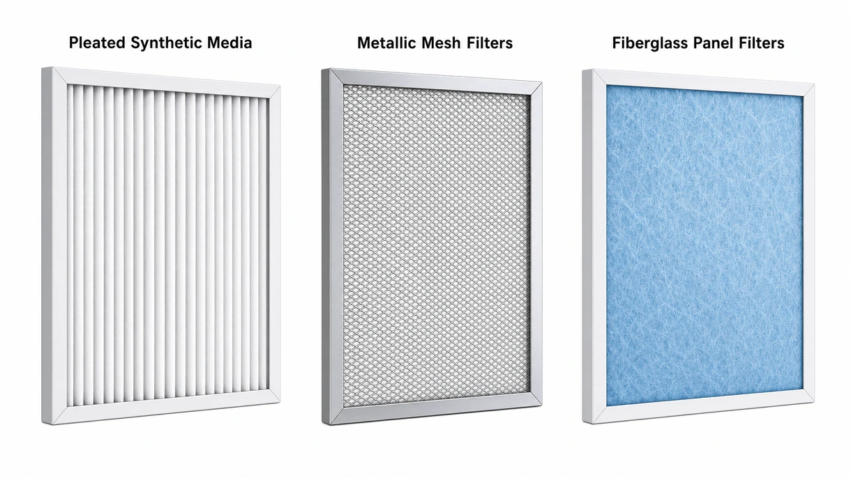 Close-up view of wire-reinforced pleated media and galvanized steel frame of a high-capacity industrial air filter.