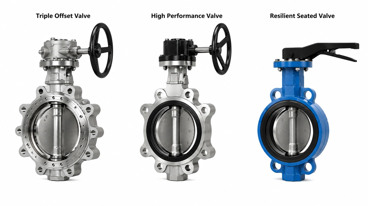 Technical close-up of a triple-offset butterfly valve seat showing precision metal-to-metal sealing and construction.