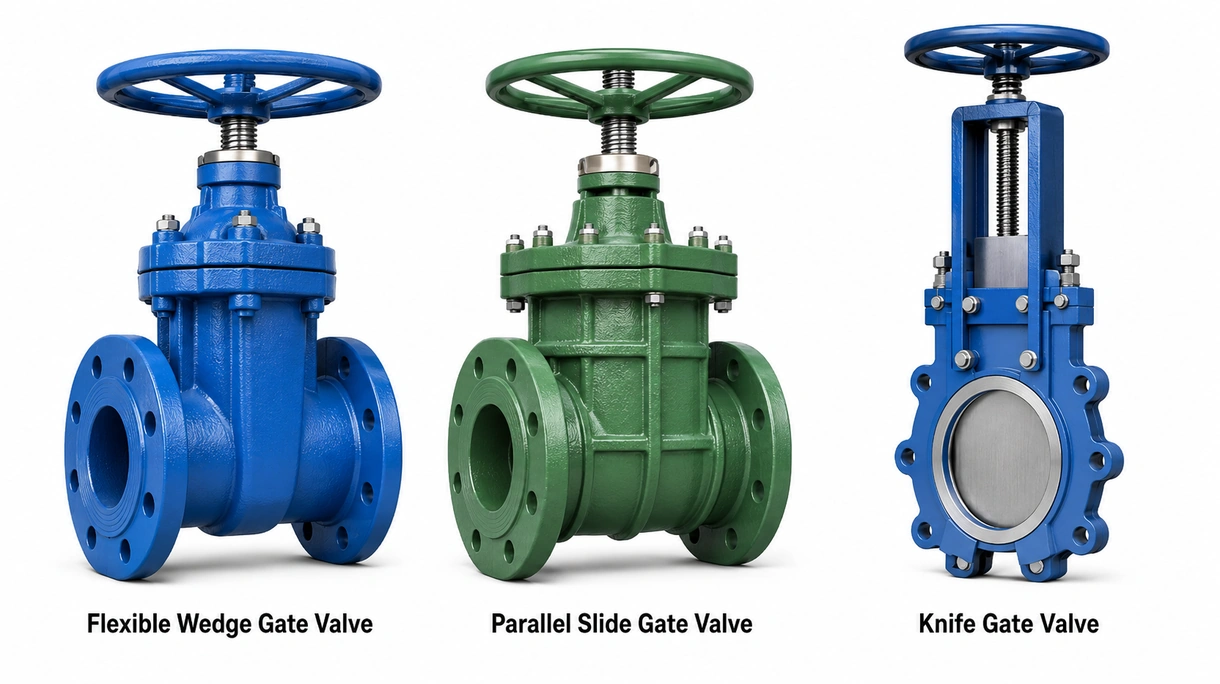 Technical close-up of a flexible wedge gate valve showing the precision-machined sealing surfaces and internal stem assembly.