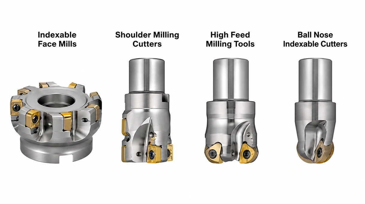 Technical macro view of a carbide milling insert featuring advanced physical vapor deposition coating and precise chip breaker geometry detail.