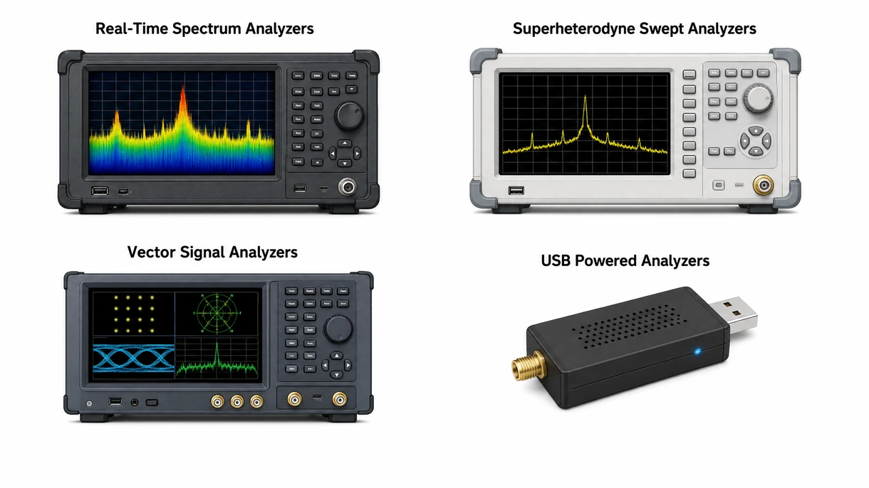 Technical close-up of a spectrum analyzer interface showing high-resolution signal peaks and noise floor levels during precision testing.