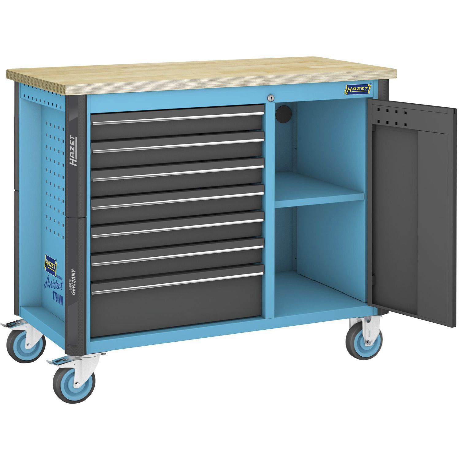 Wooden workbench - 179NW-7 - Hazet - with drawer / mobile