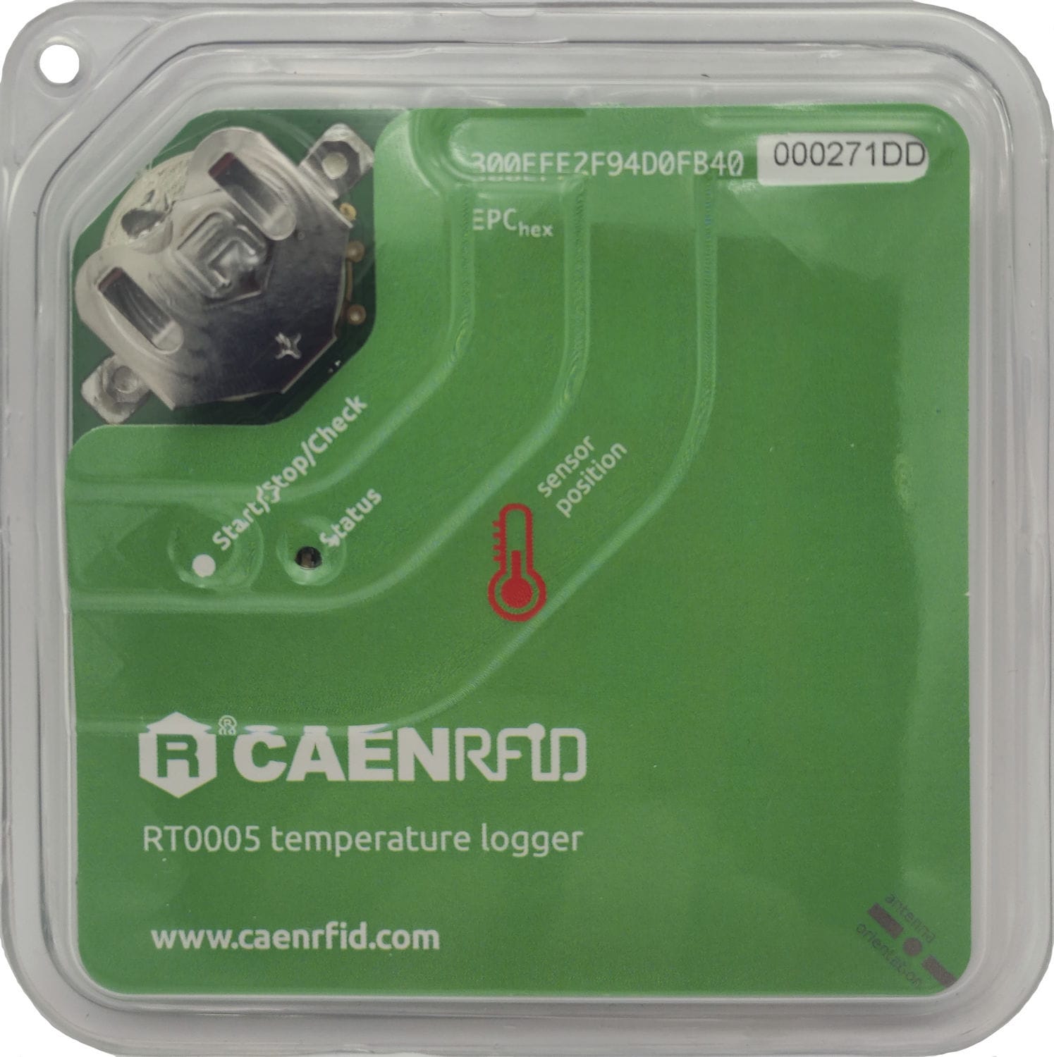 Temperature data logger label - RT0005 - CAEN RFID - RFID / functional ...