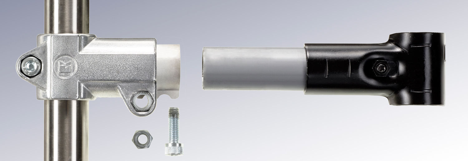 Round tube connector RK Rose+Krieger GmbH aluminum / steel / alloy