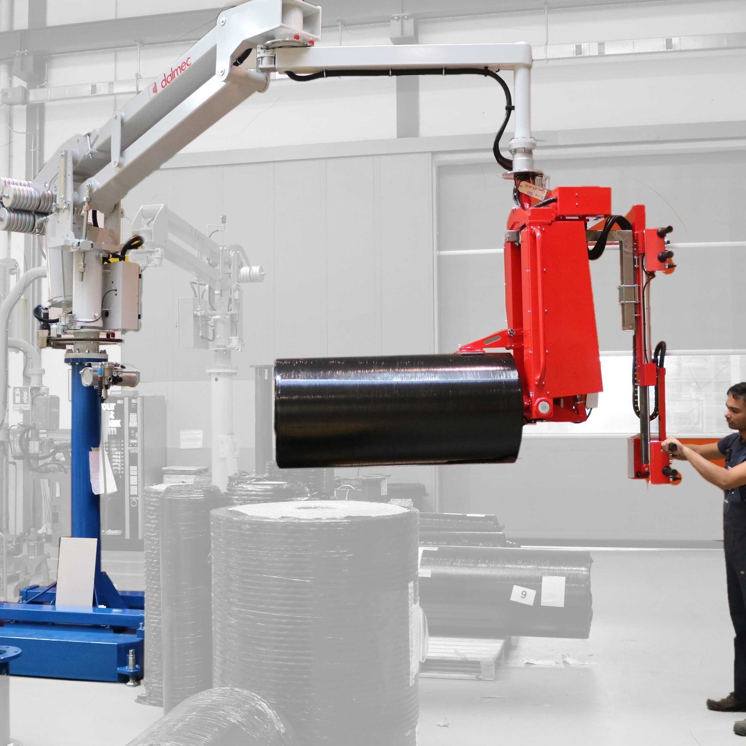 Reel handling manipulator DALMEC pneumatic / with gripping tool