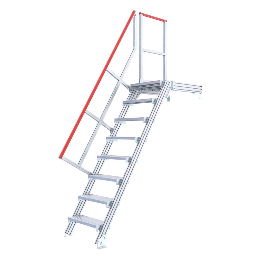 Straight staircase 2220 series Hymer aluminum / with security bars