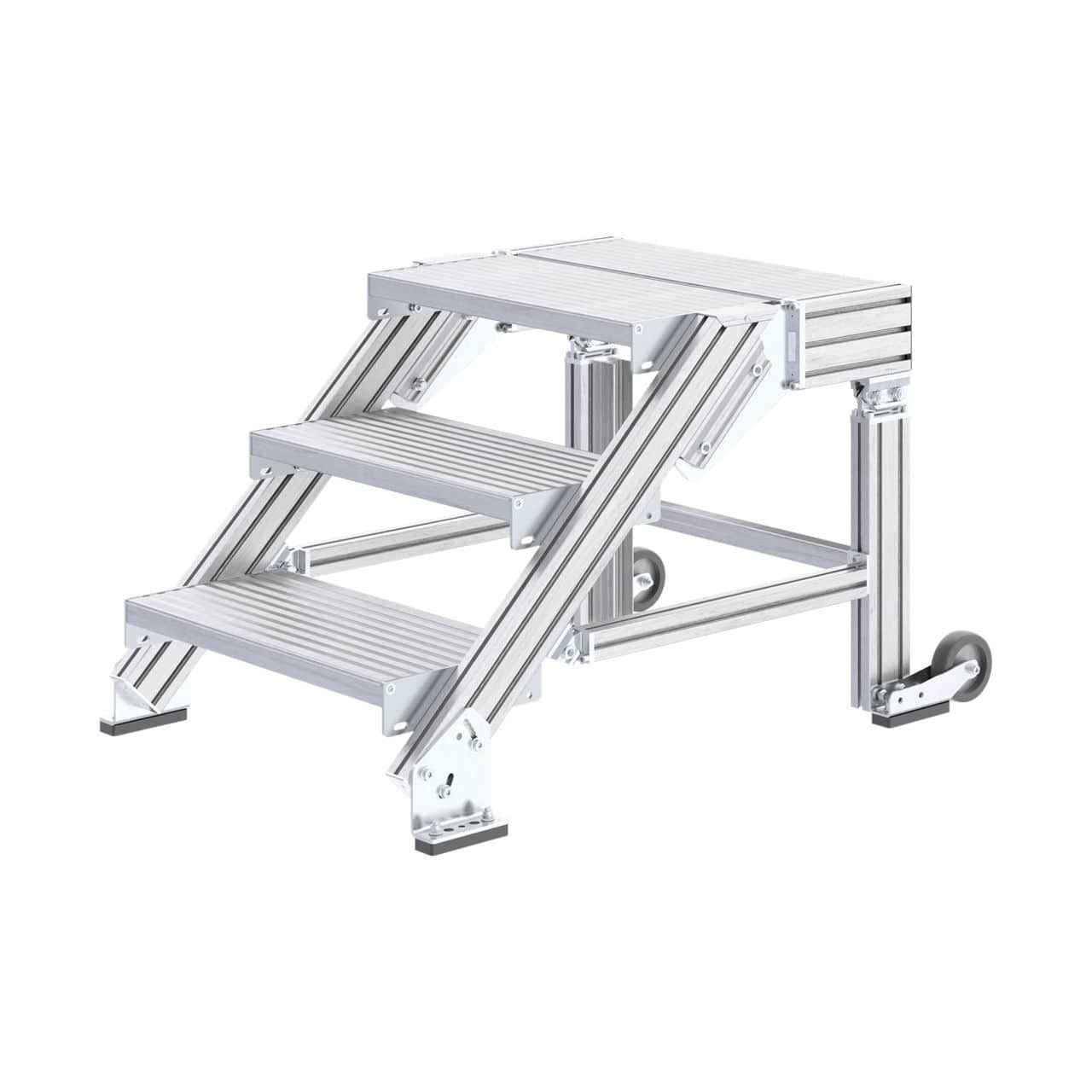 Portable step ladder - 6884 series - Hymer - aluminum / 2-step / 3-step