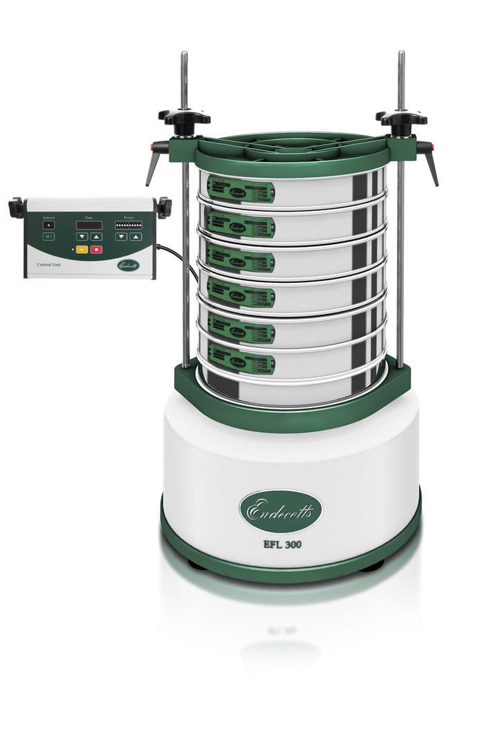 Wet sieving sieve shaker EFL 300 Endecotts for dry sieving