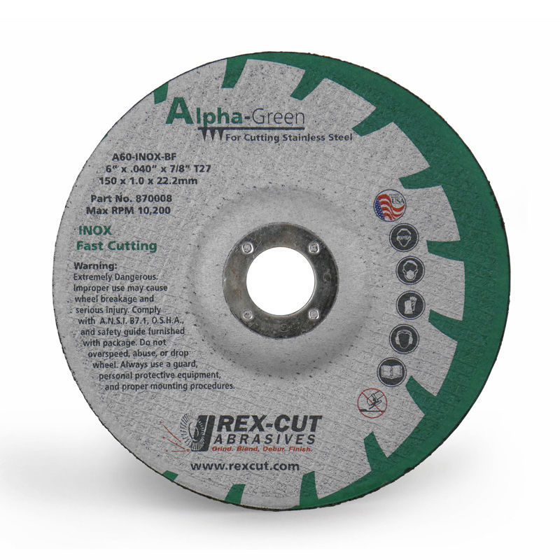 Stainless steel cutoff wheel AlphaGreen RexCut Abrasives