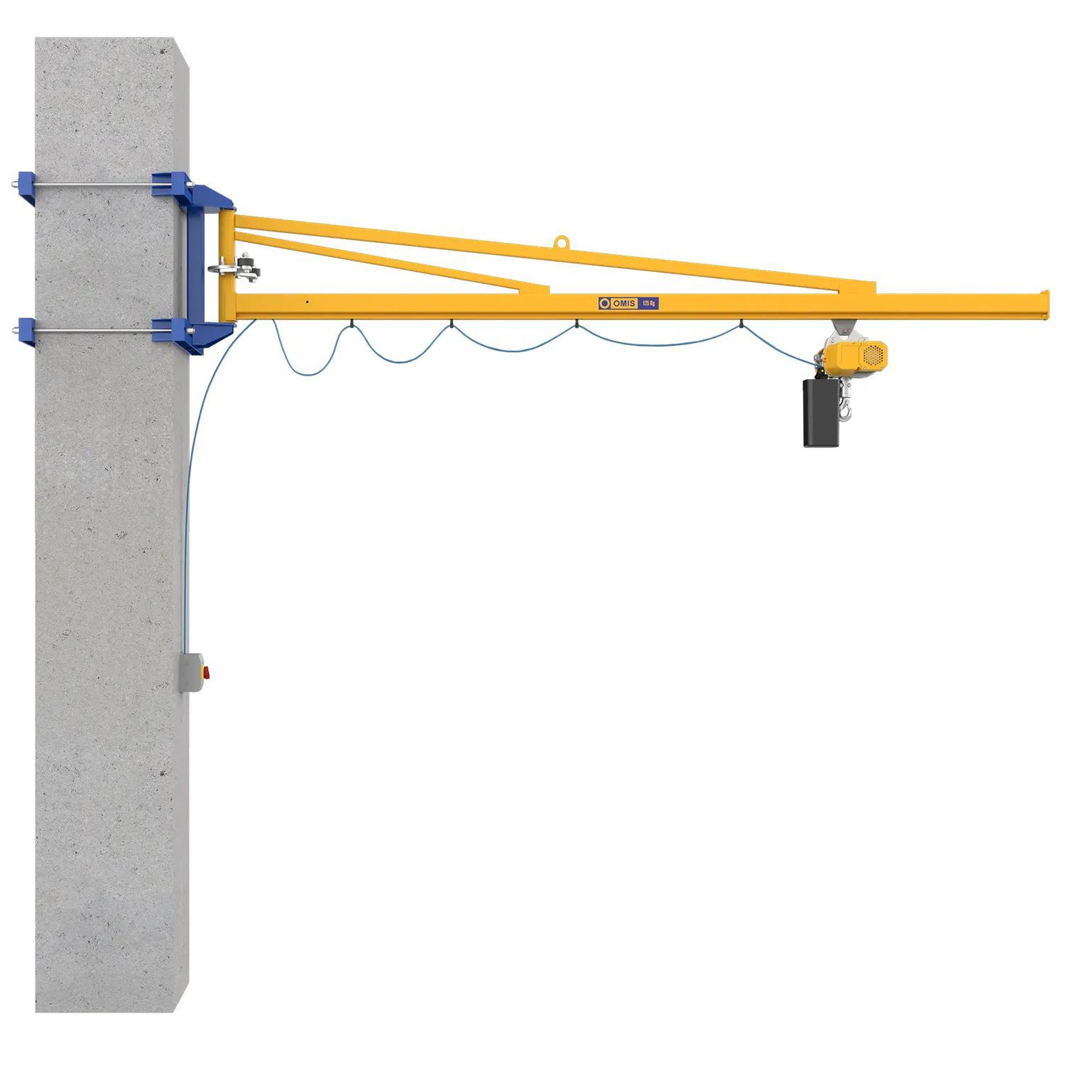 Wall-mounted jib crane - M - OMIS - 270° / 180° / overbraced