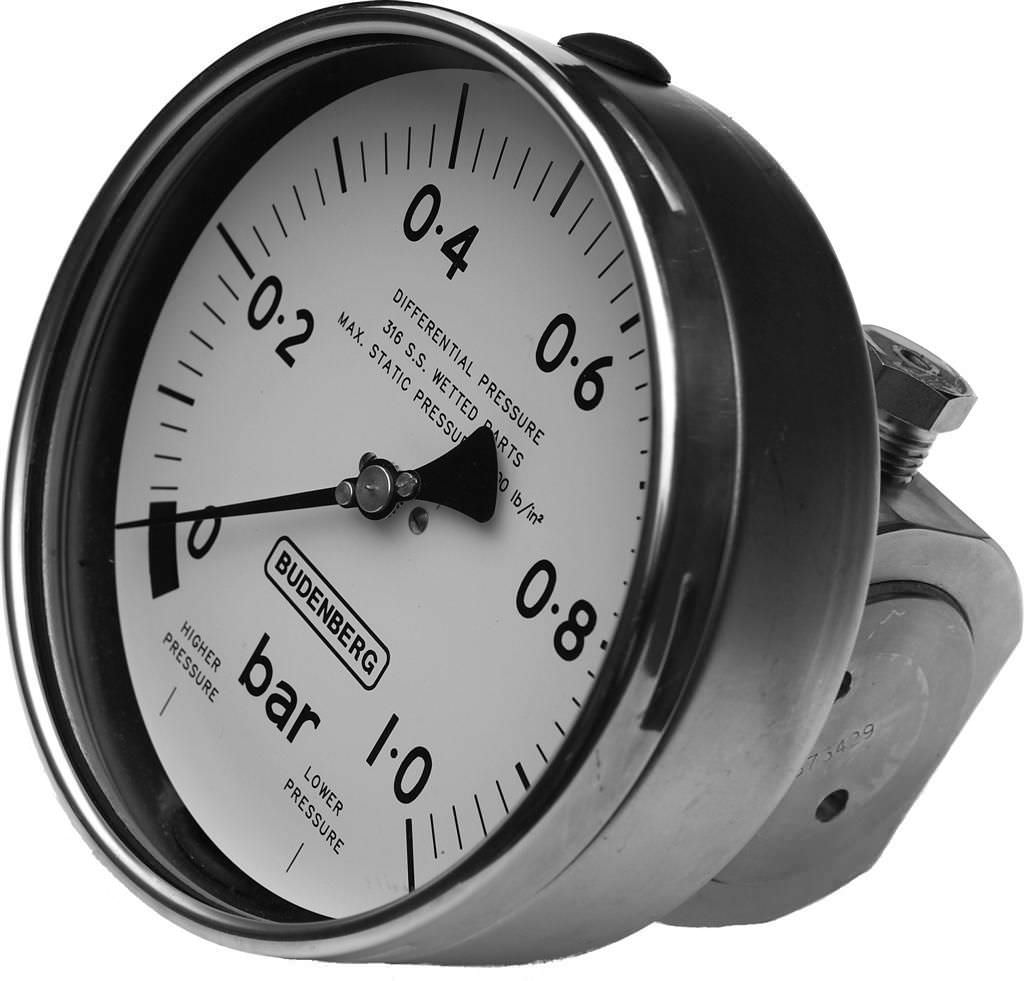 Differential pressure gauge M246 Budenberg dial / stainless steel / bellows