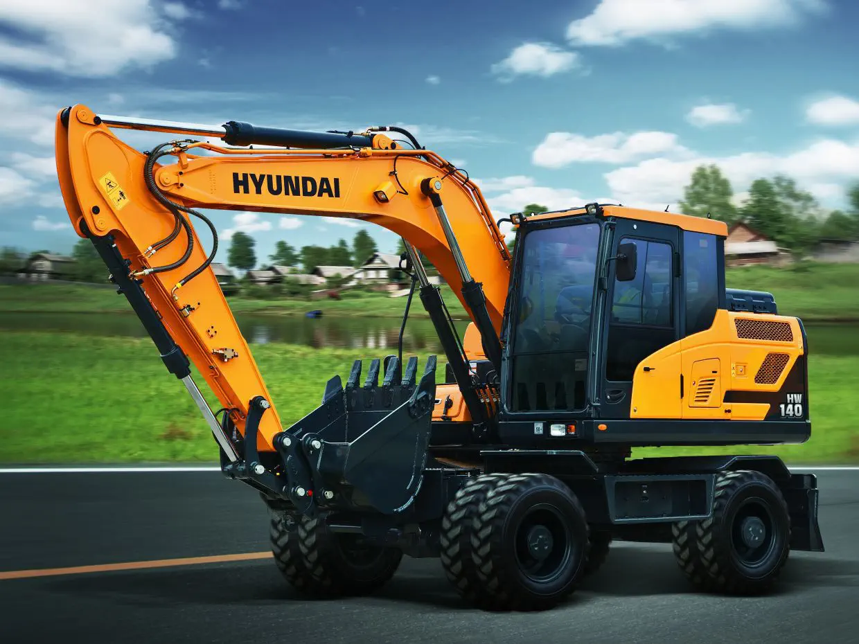 Medium excavator - HW140 - HYUNDAI HEAYY INDUSTRIES - rubber-tired