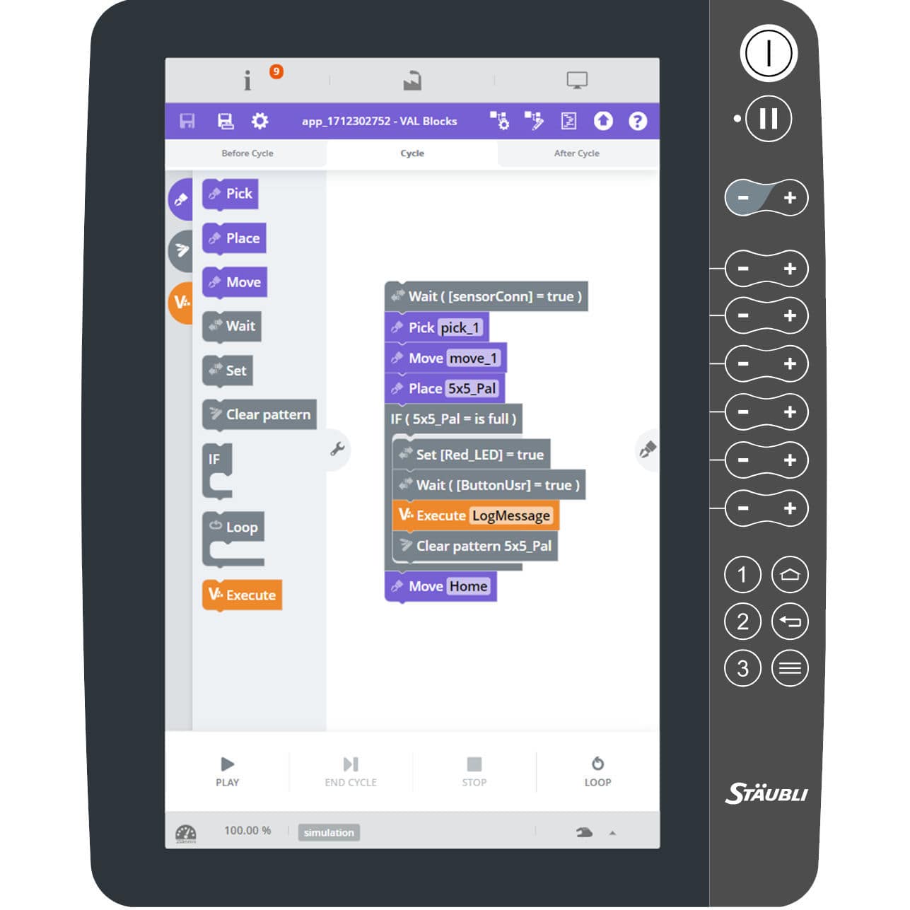 Simplified robot programming interface - VAL BLOCKS - Stäubli Robotics