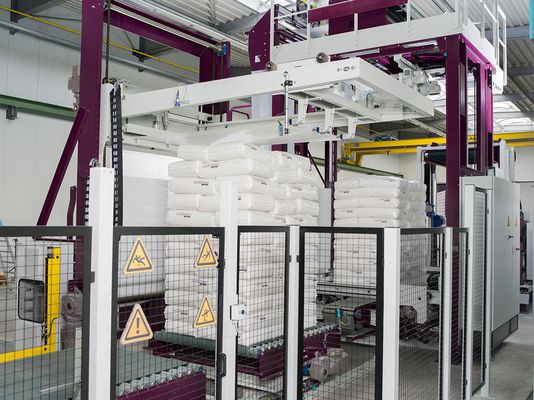 Automatic hooding machine - PSH-Vario - Möllers - stretch film / bag ...