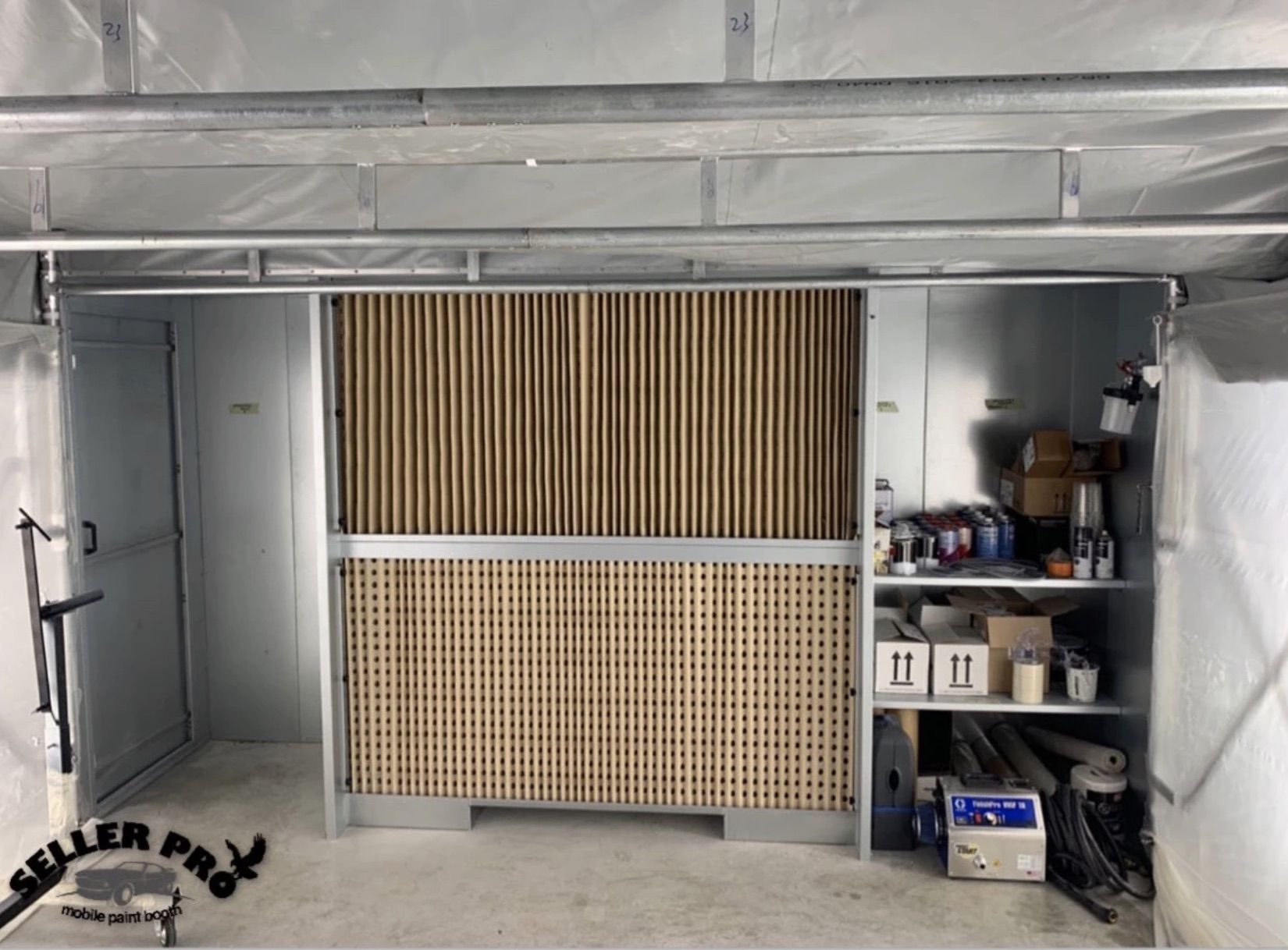 Enclosed paint booth - RETRA-FLEX 1 - SELLERPRO COMPANY - for vehicles