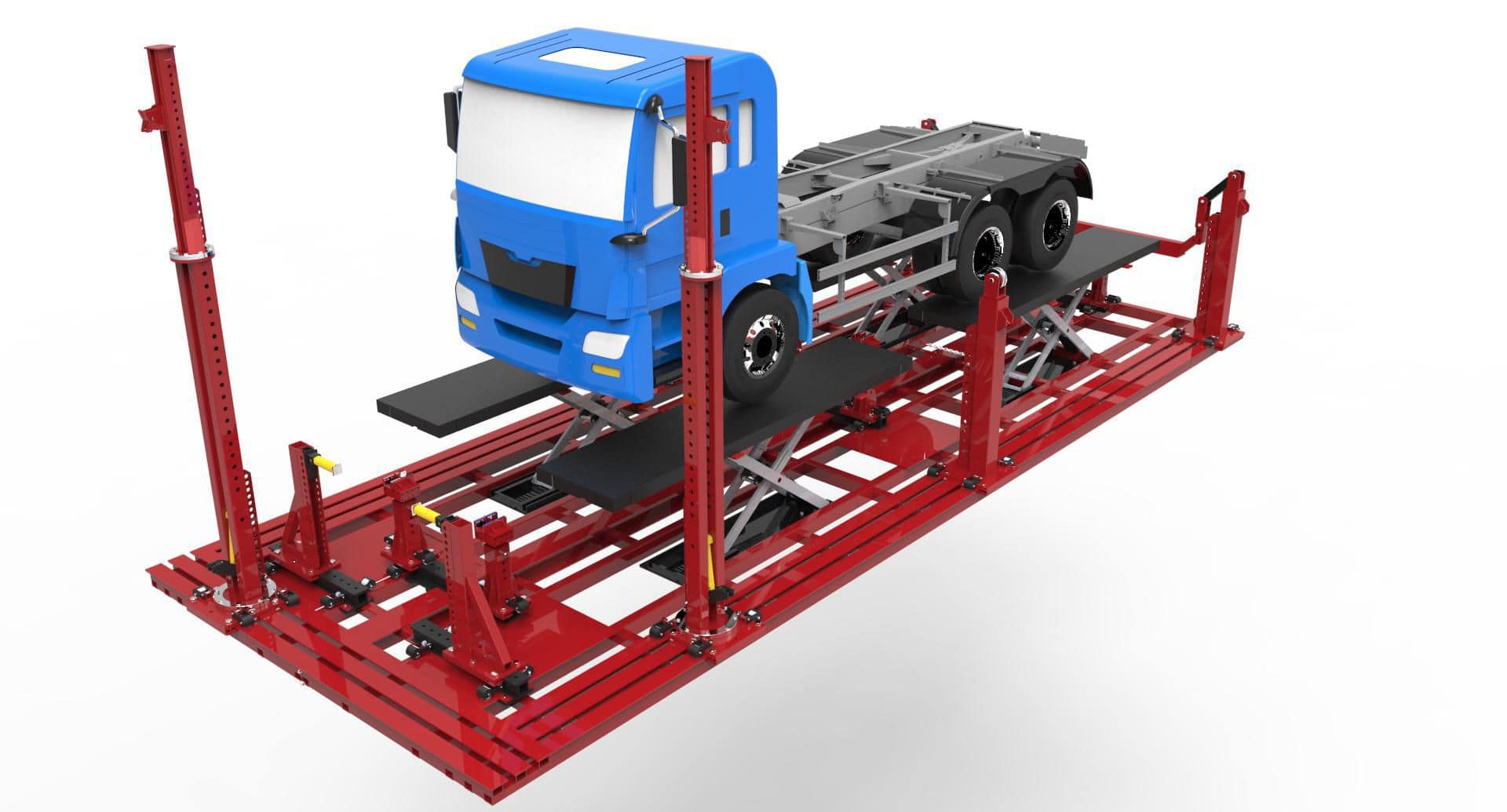 Car repair bench with lift POWER TRUCK REVOLUTION SDMR UG with pulling arm / 20 ton