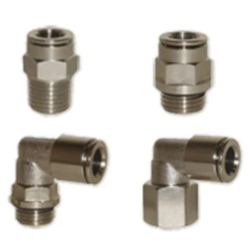 Pneumatic fitting 11 0418 Genn Dih pushin / screwin / 90° angle