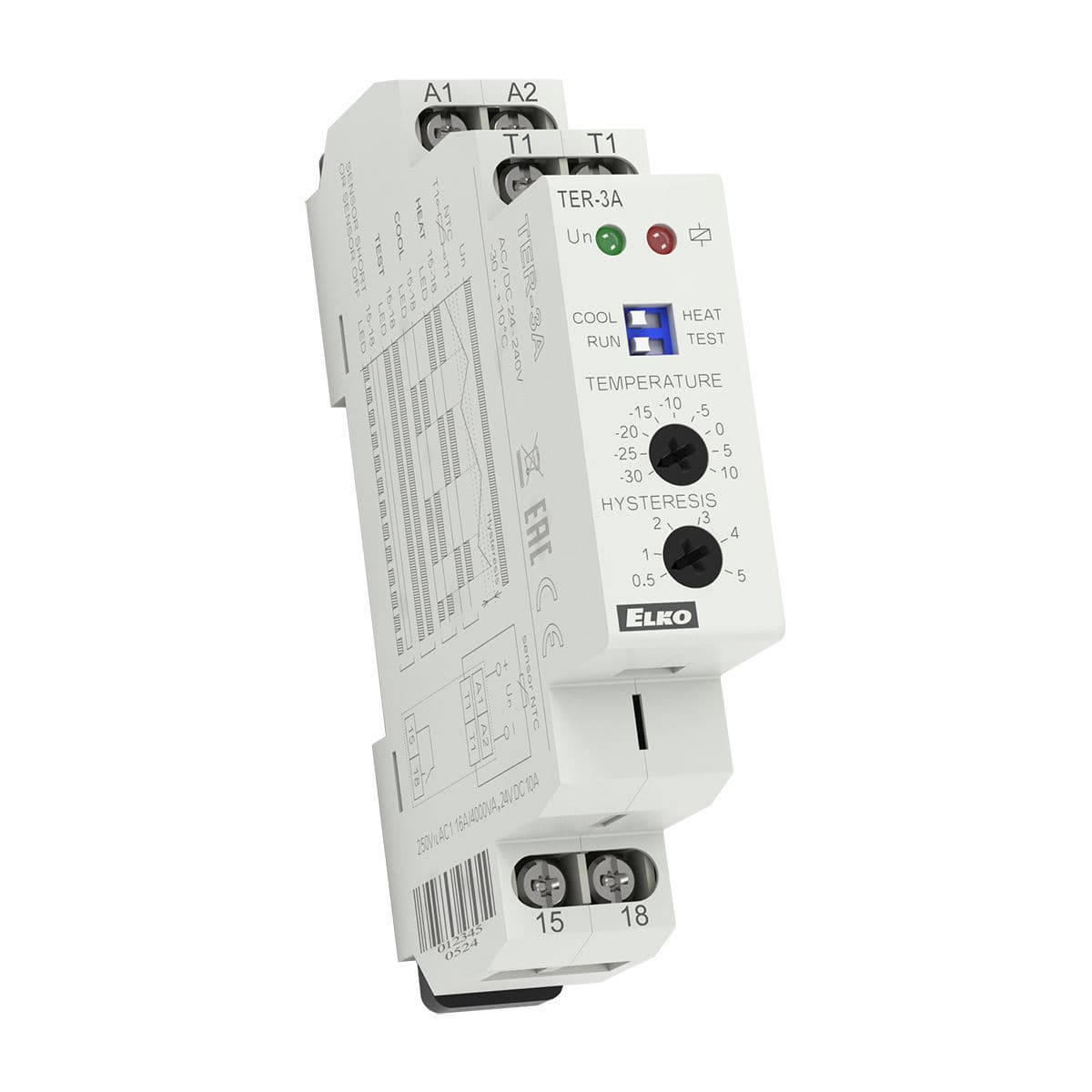 Adjustable thermostat TER3 series ELKO DIN rail / analog