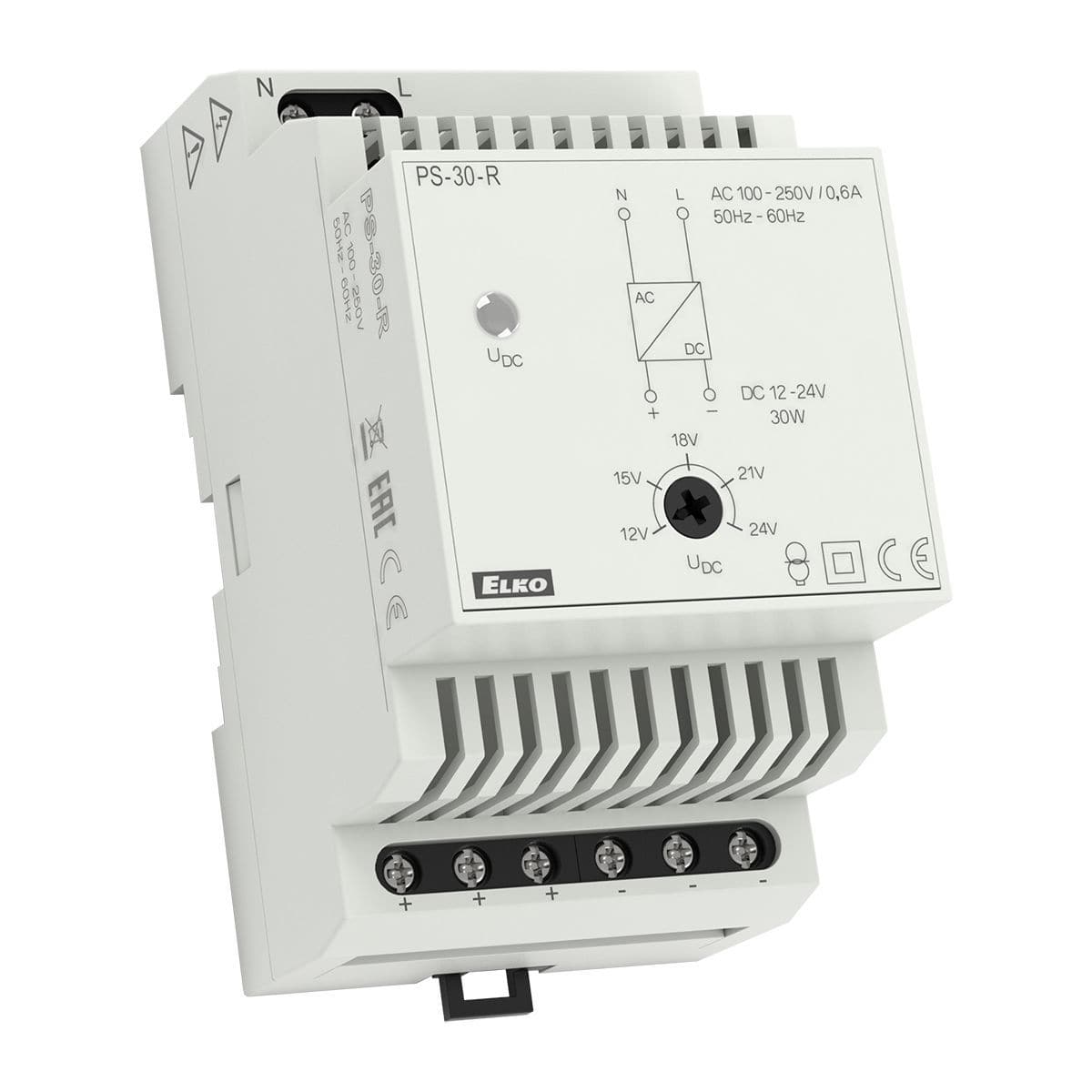 AC/DC power supply PS30R ELKO stabilized / DIN rail