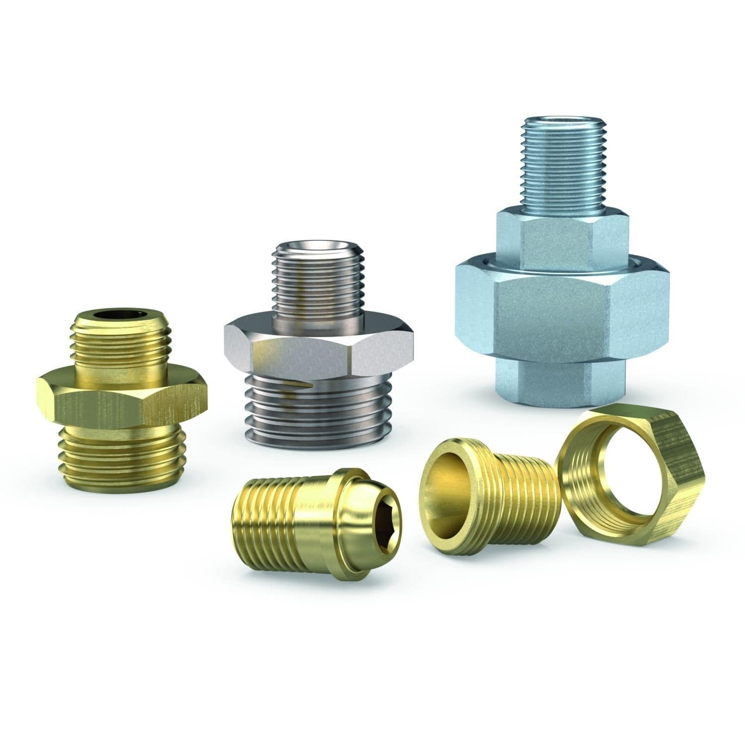 Double threaded nipple RIEGLER & Co.KG stainless steel / brass