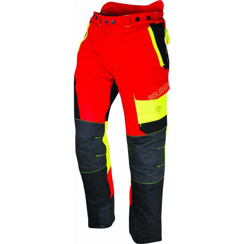 Work pants - COMFY - Solidur - fabric / forestry / red