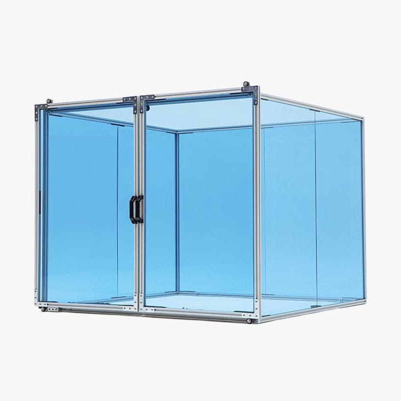 CNC milling machine enclosure partition Mekanika glass
