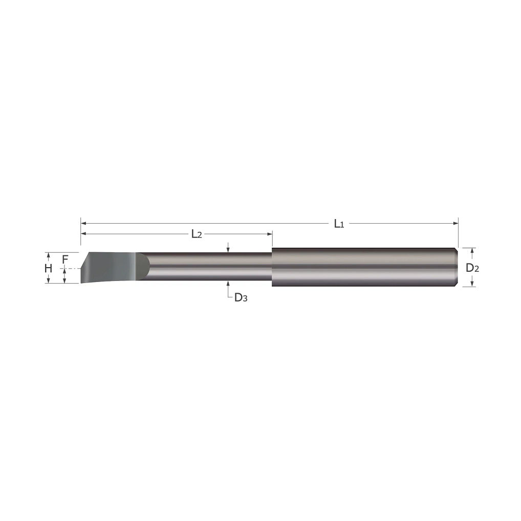 Micro 100 2-1/2 UnCoated Right Hand Radius Boring Tool.200 Bore Dia.600 Bore Depth.050 Angle BB-200600 Micro 100 2-1/2 UnCoated Right Hand Radius Boring Tool.200 Bore Dia.600 Bore Depth.050 Angle BB-200600