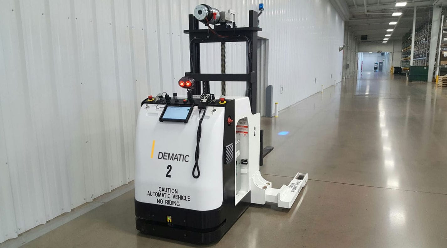 Warehouse AGV DEMATIC for pallet / transport / forklift
