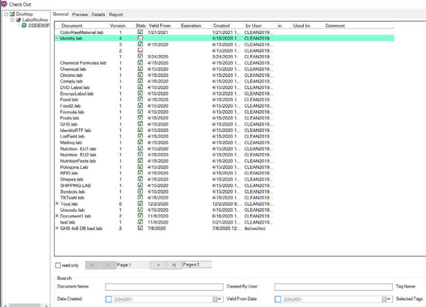 Control software - LABEL ARCHIVE - TEKLYNX - interface / for test ...
