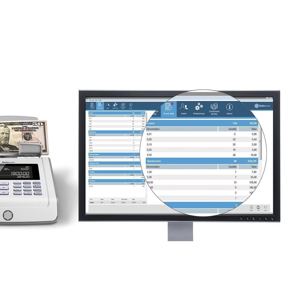 Management software MCS Safescan BV accounting / process / machine