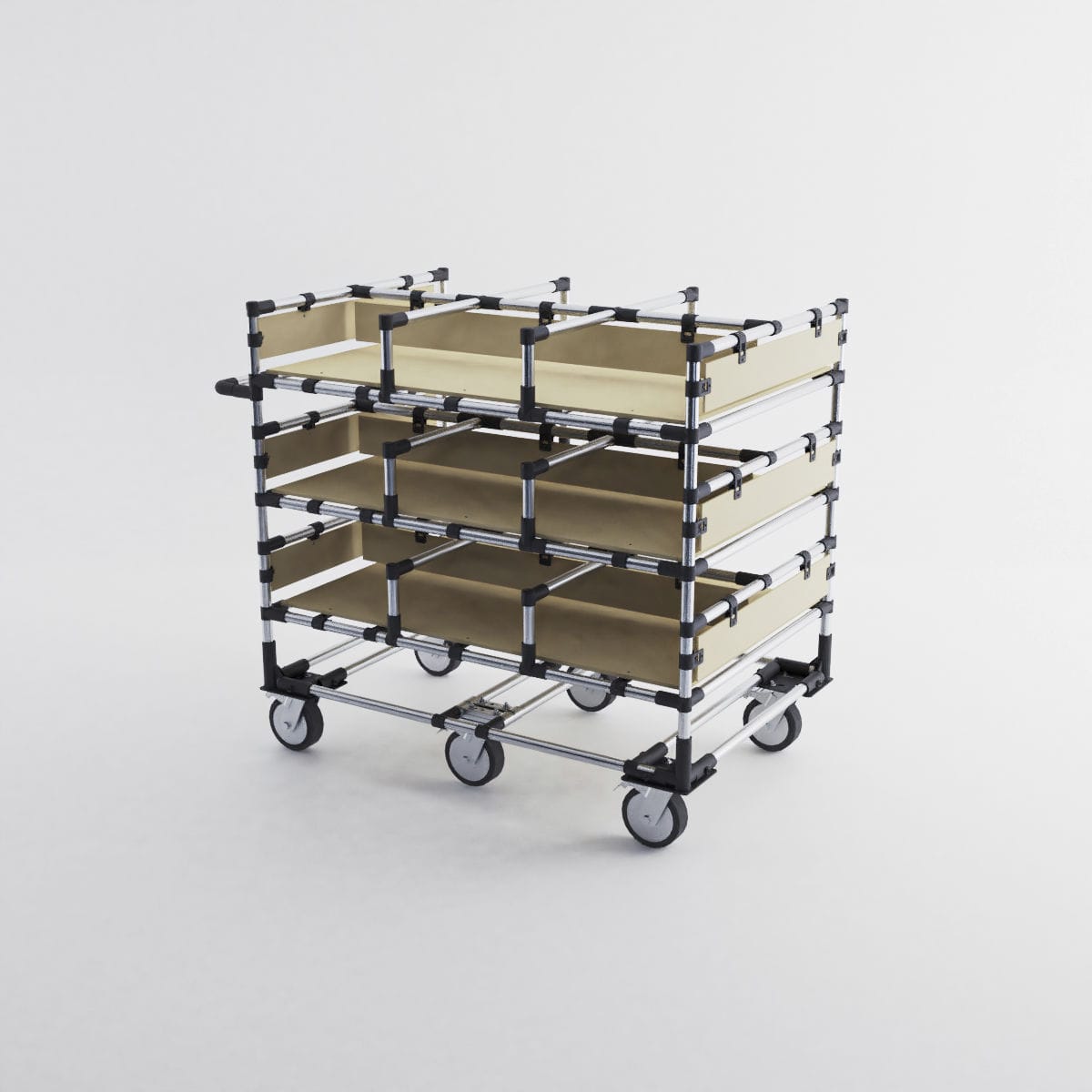 Transport cart - LOG-0206 - OPEX FACTORY - steel / 3 levels / profile