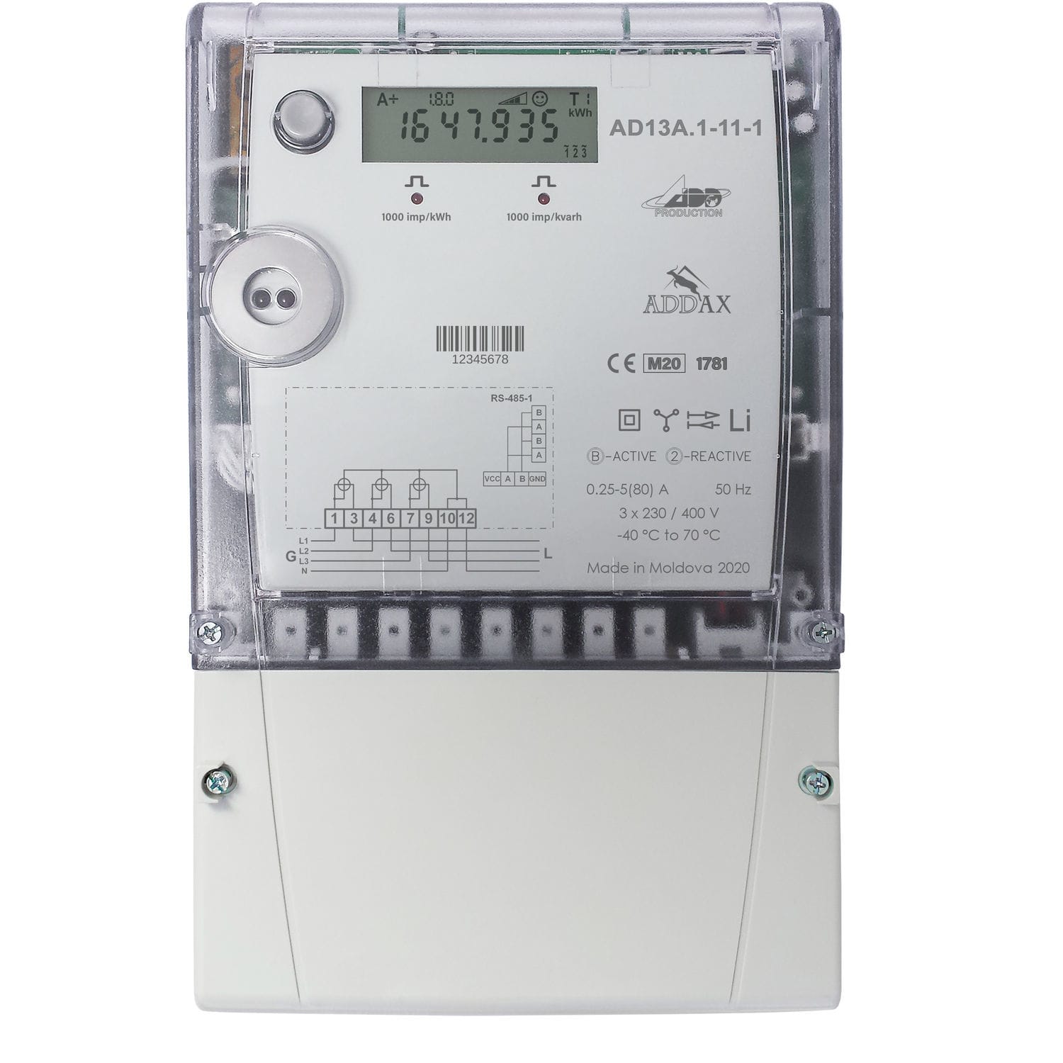 Three-phase electric energy meter - AD13A.1-11-1 - ADD Grup - DIN rail ...