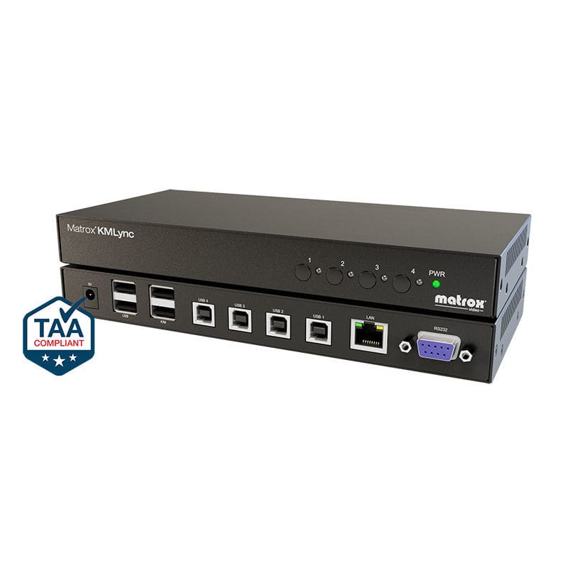 Kvm switch with keyboard kmlync matrox video rack mount 4 ports