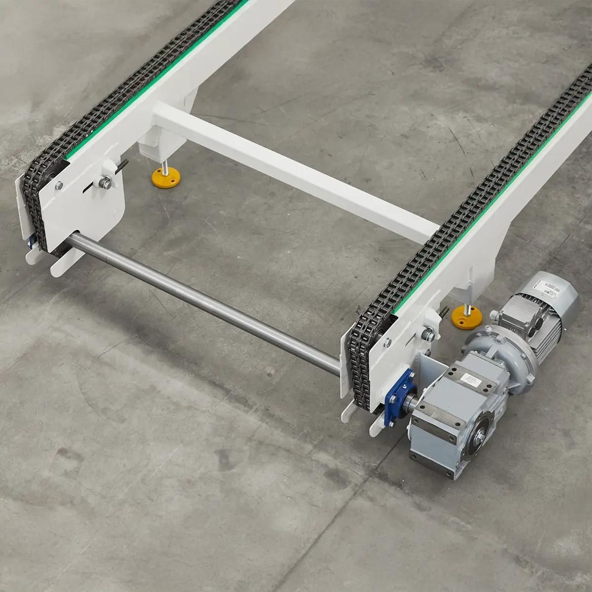 Chain conveyor - rails - horizontal / transport / handling
