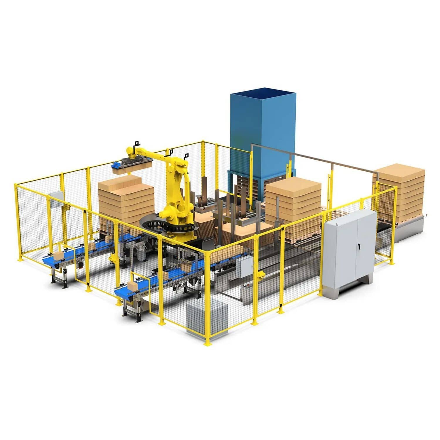 Robotized palletizer - rails - for boxes / package / for boxes