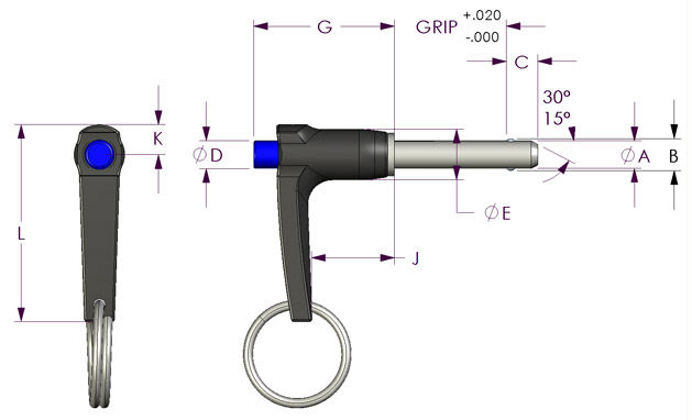 Quick-release pin with L handle - LA series - Avibank Mfg., Inc Quick-release pin with L handle - LA series - Avibank Mfg., Inc