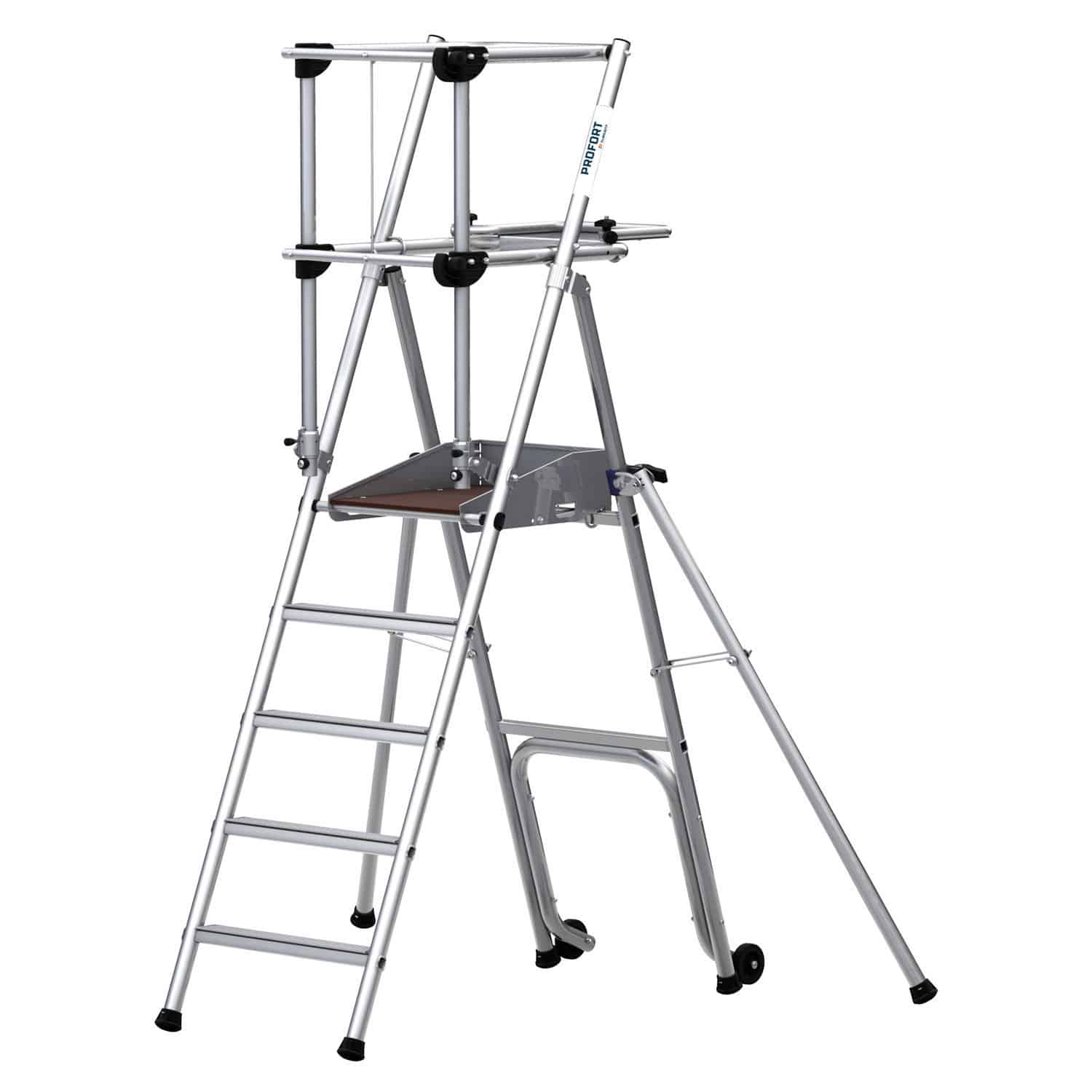 Aluminum ladder - PROFORT - TUBESCA - platform / with safety cage