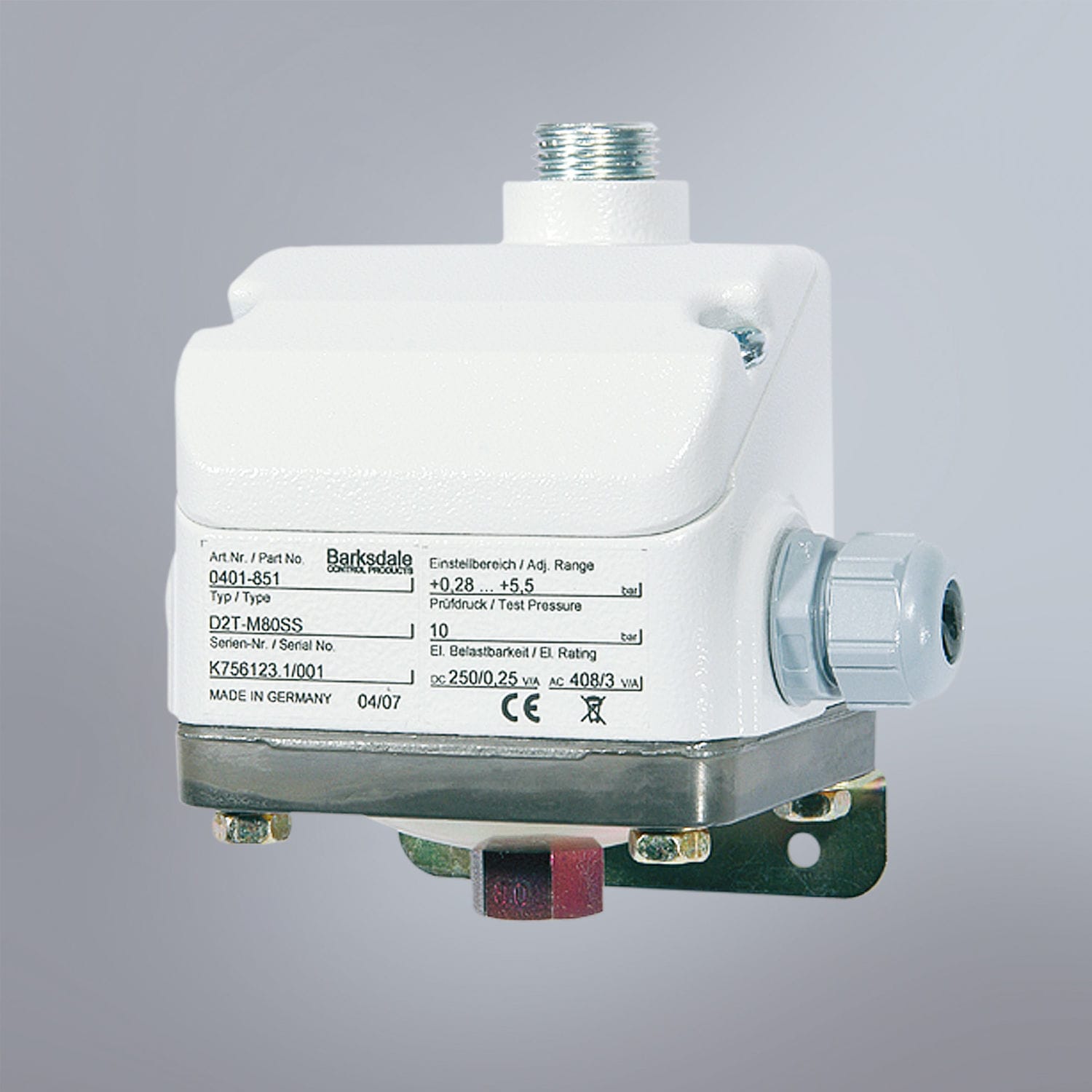 Diaphragm pressure switch D series Barksdale differential