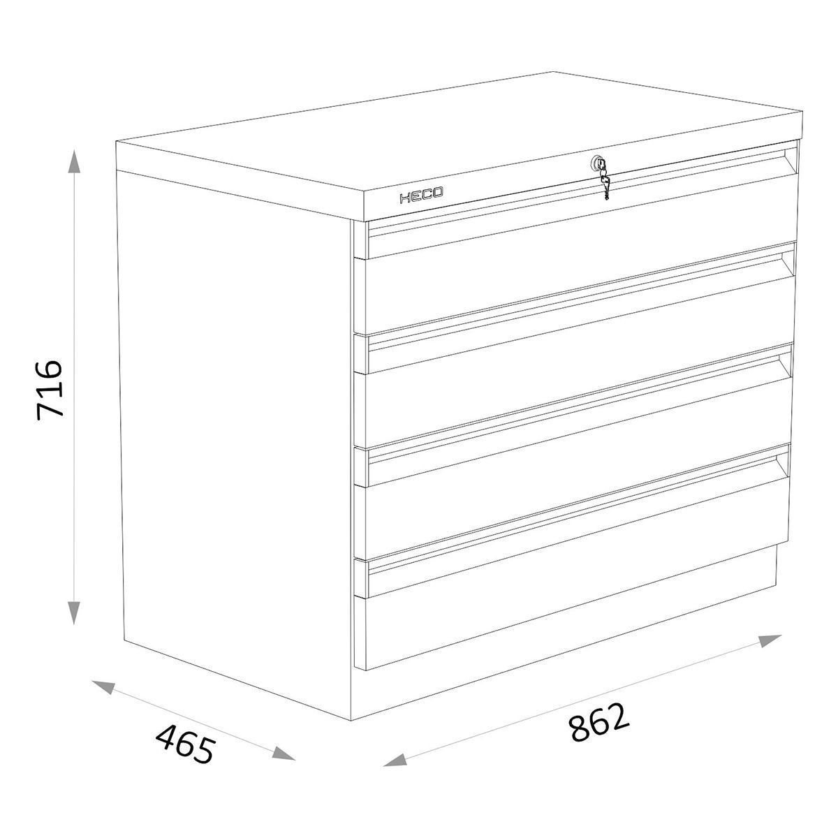 Office Cabinet Floor Mounted With Drawer Metal 400 Series