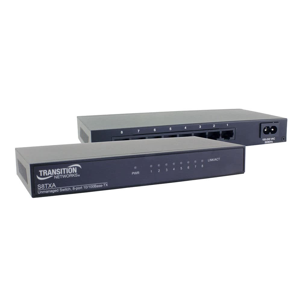 Unmanaged switch S8TXA transition networks 8 ports / compact