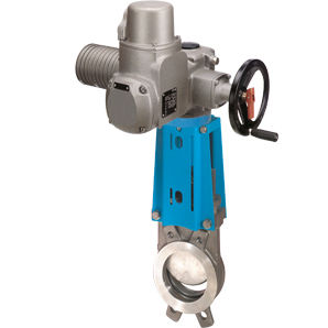 knife gate valve / electrically-actuated / flange-mounted / stainless steel